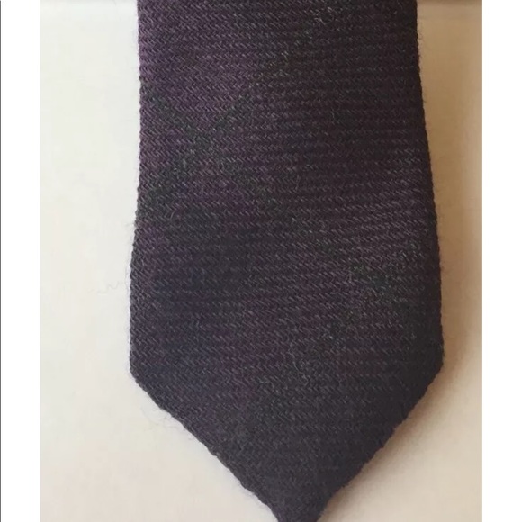 New Le Chateau Montreal Men Thin Neck Tie Purple Argyle Italy 100% Wool - Picture 1 of 8